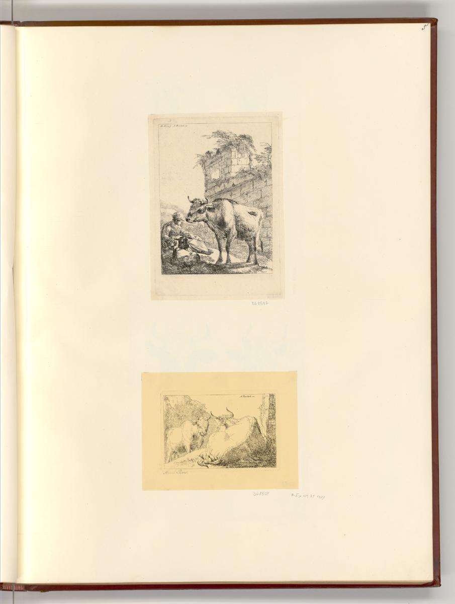 Druckgrafiken nach Werken von Johann Heinrich Roos, Hirte mit Kuh; Stehende Kuh und liegender S…