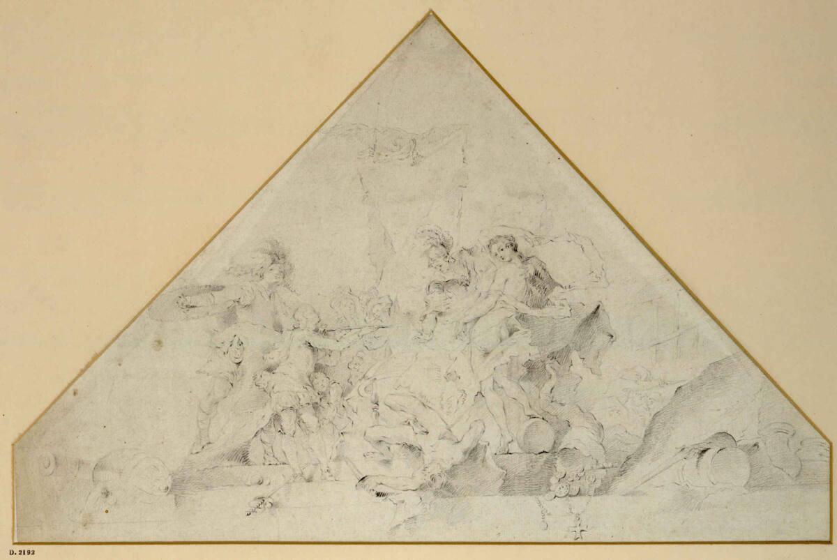 Allegorie mit Mars, Minerva und Fortuna (Entwurf für ein Deckenbild?), Inv. Nr.: 23790