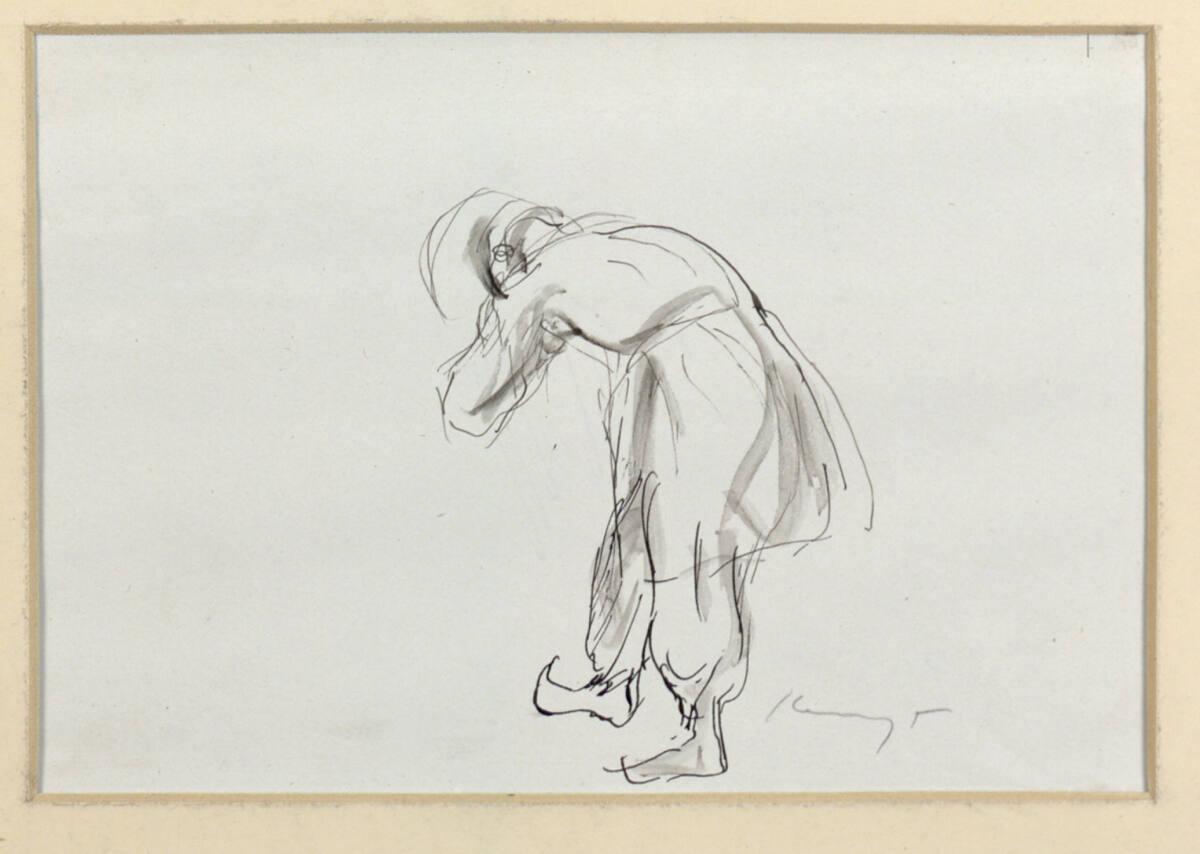 Max Slevogt, Illustrationsentwurf zu "Ali Baba und die vierzig Räuber": Grüßender Orientale, In…