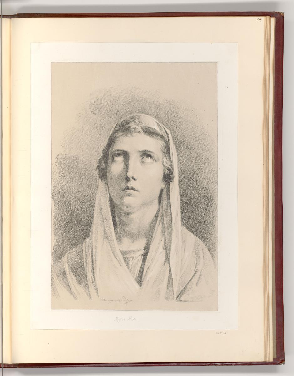 Druckgrafiken nach Werken von Heinrich Friedrich Füger, Kopf der Alceste, Inv. Nr.: Deutsch nac…