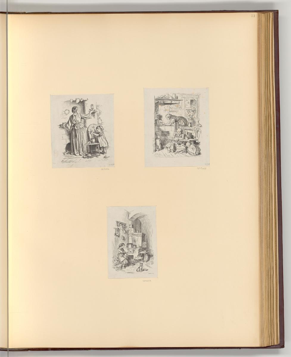 Holzstiche von Carl Hermann Günther nach Werken von Oscar Pletsch, Mutter mit Kindern in der St…