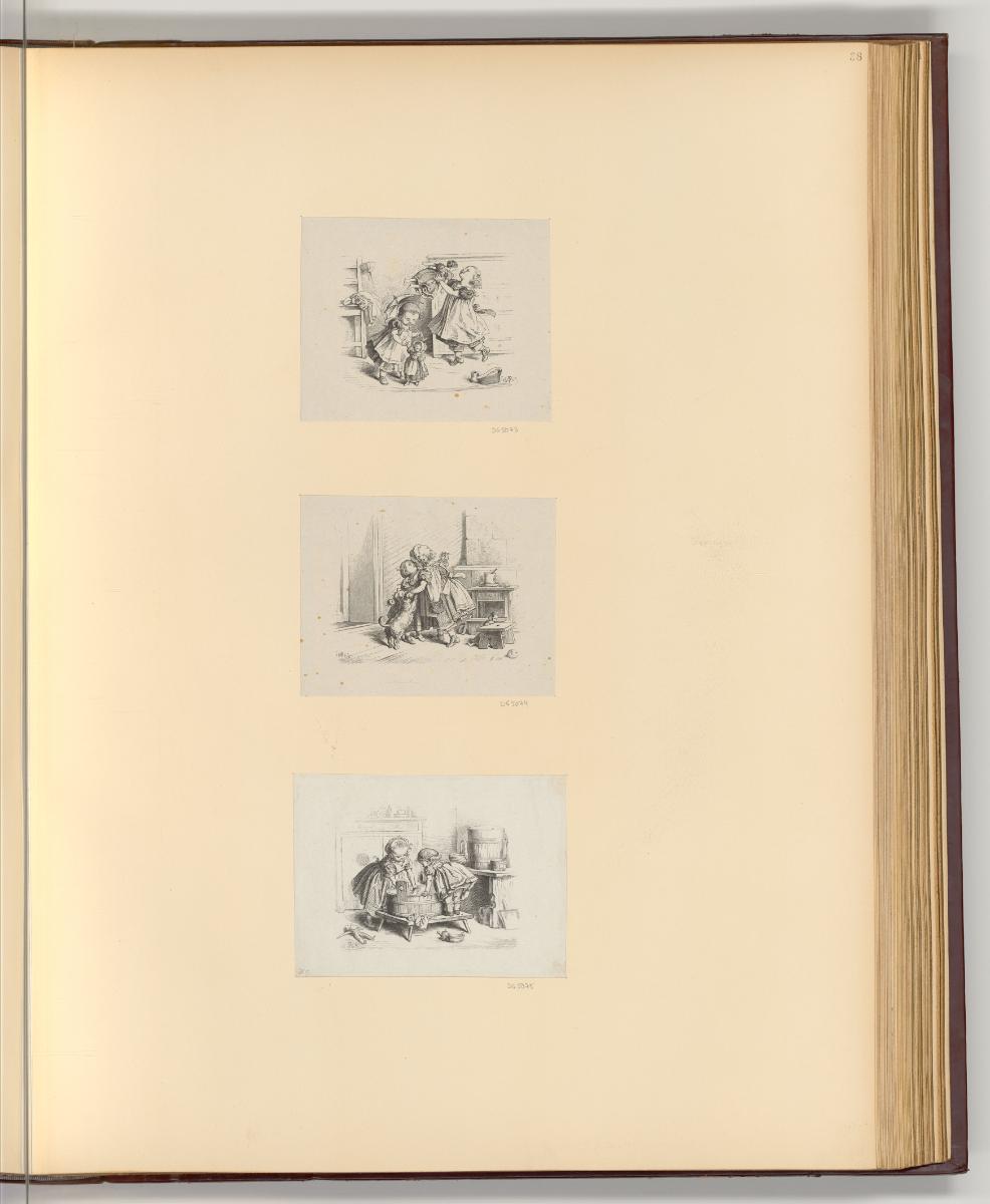 Holzstiche von Carl Hermann Günther nach Werken von Oscar Pletsch, Vignetten mit spielenden Kin…