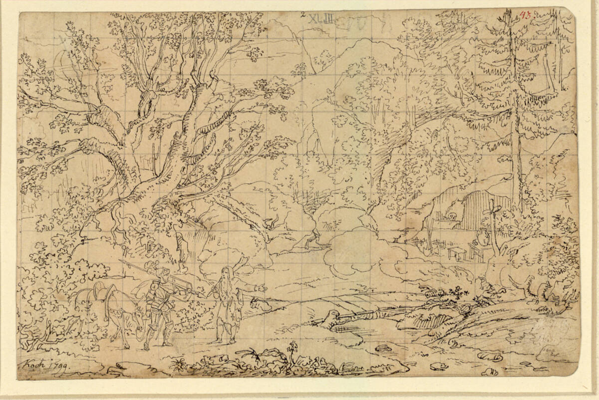 Hüon trifft den Einsiedler Scherasmin, Joseph Anton Koch, 1799