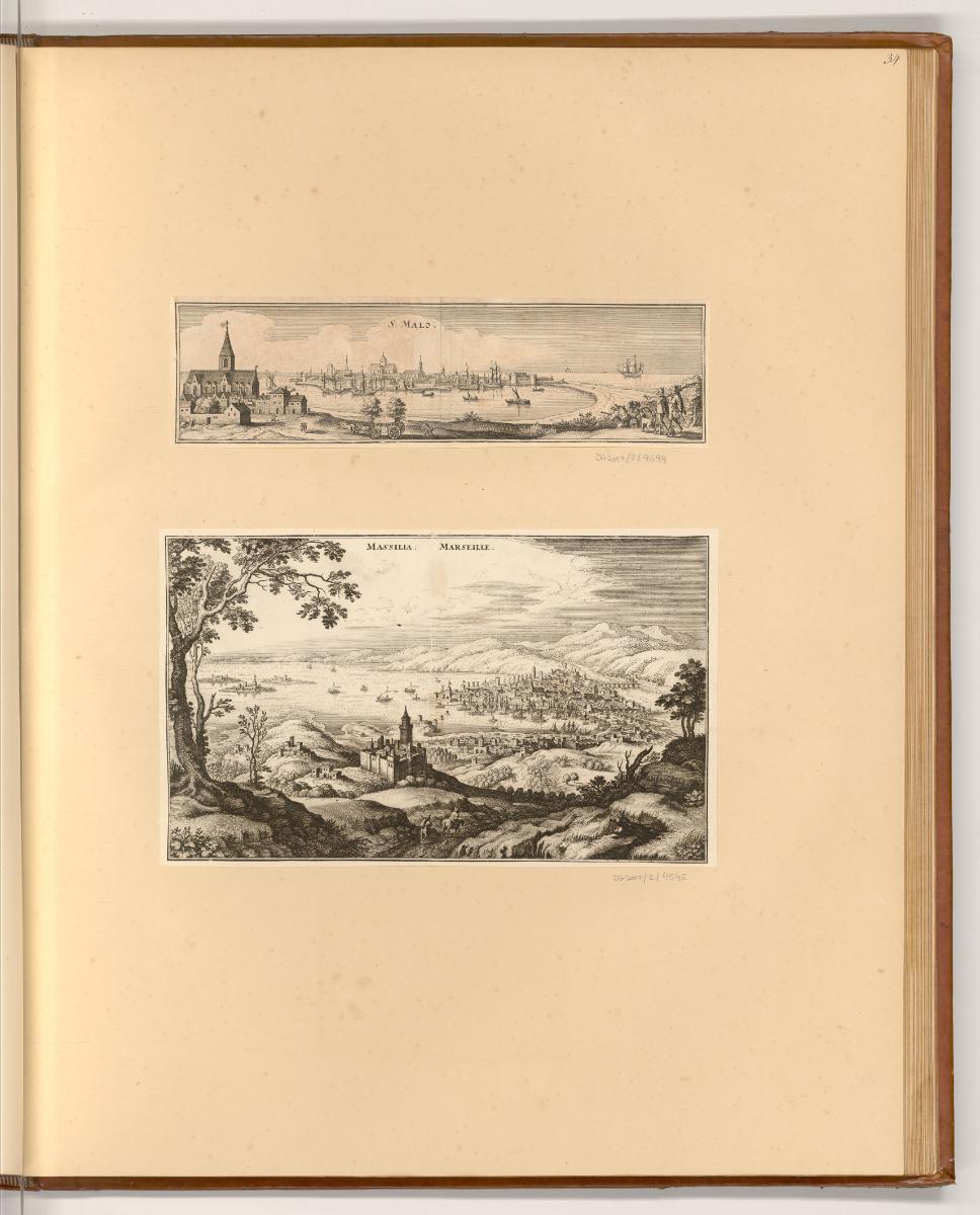 Radierungen von Matthäus Merian d. Ä., Saint Malo; Marseille (Stadtansicht), Inv. Nr.: Deutsch …