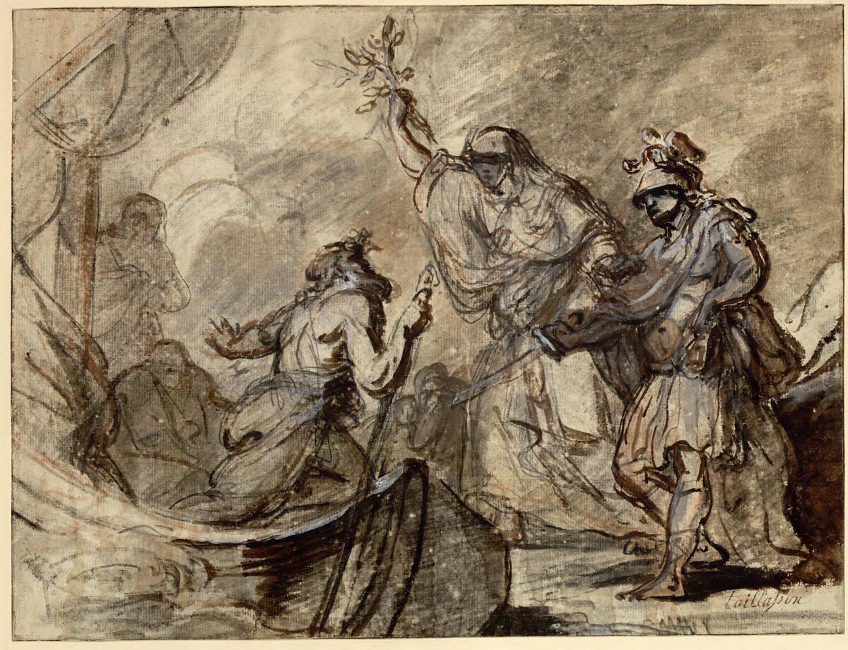 Jean Joseph Taillasson, Die kumäische Sybille führt Äneas zu Charons Barke, Inv. Nr.: 23873