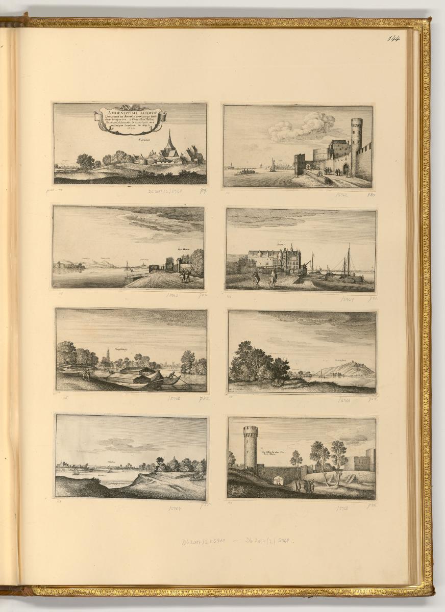 Radierungen von Wenzel Hollar, Titelkartusche, Diverse Stadtansichten, Inv. Nr.: Deutsch nach S…