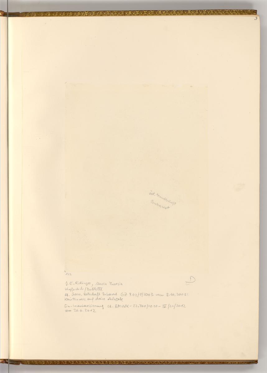 Radierungen von und nach Johann Elias Ridinger, Leerseite durch Entnahme, Inv. Nr.: Deutsch nac…