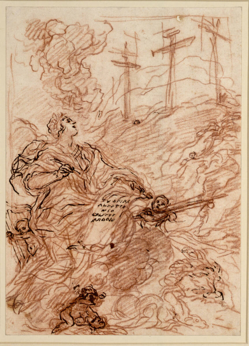 Vision eines lorbeergekrönten Dichters mit Schriftrolle und Feder, Baldassare Franceschini, gen. il Volterrano
