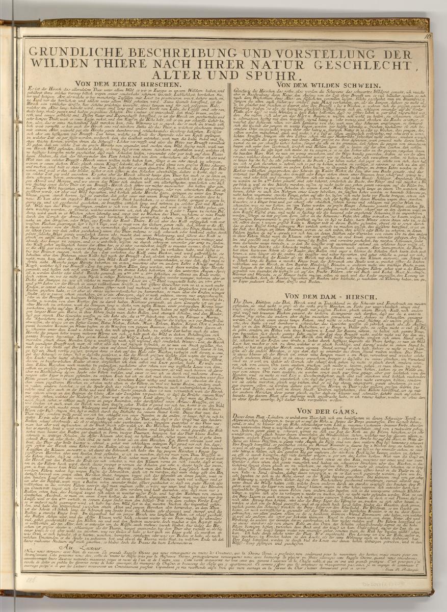 Radierungen von Johann Elias Ridinger, Gründliche Beschreibung und Vorstellung der wilden Tiere…