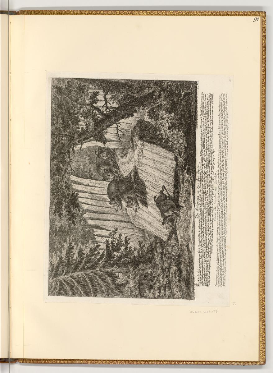 Radierungen von Johann Elias Ridinger, Der Einsprung an dem Saugarten, Inv. Nr.: Deutsch nach S…