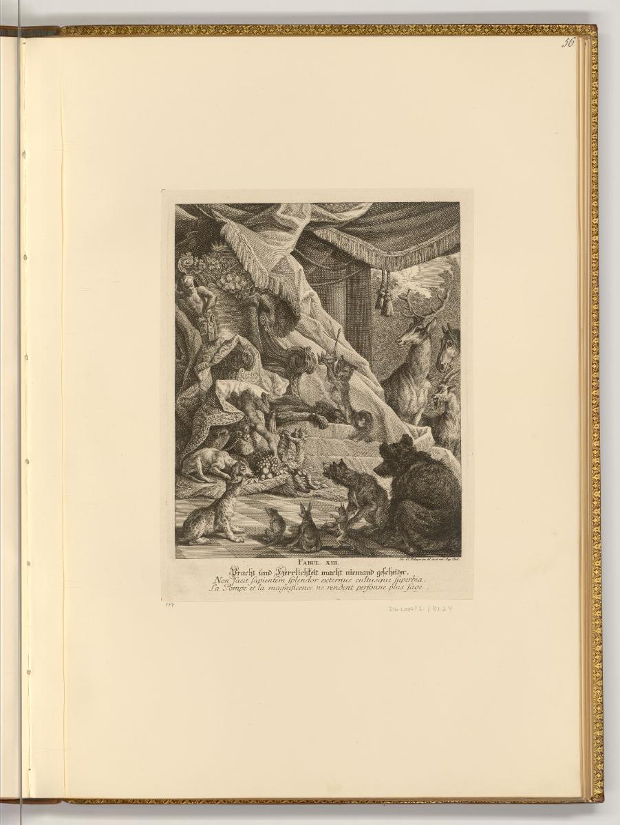 Radierungen von Johann Elias Ridinger, Fabul XIII.: Pracht und Herrlichkeit macht niemand gesch…