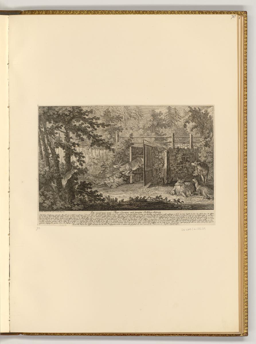 Radierungen von Johann Elias Ridinger, Der Einsprung eines Thier-Gartens mit zweyen Schlag-thür…
