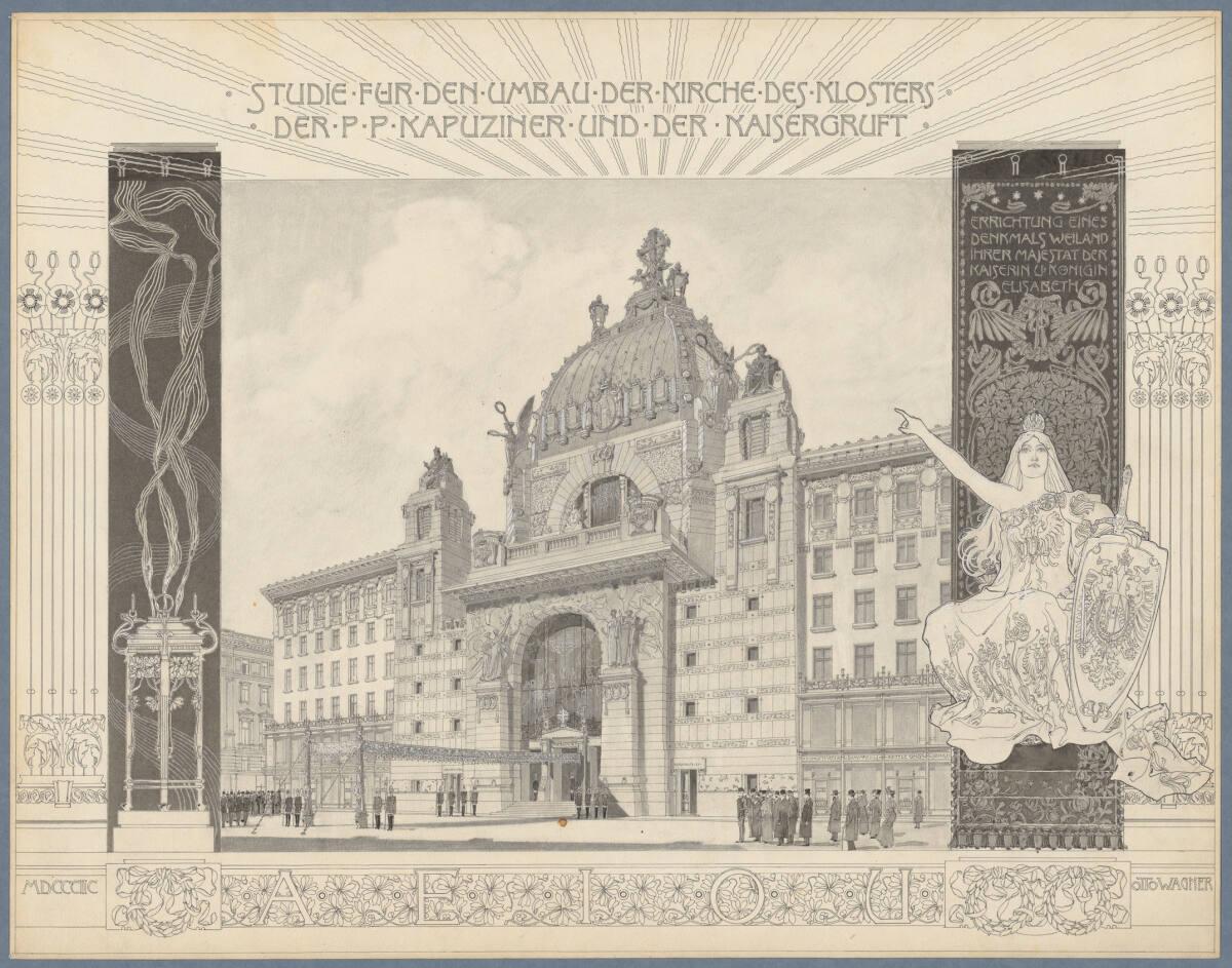 Wien, Kapuzinerkloster und Kaisergruft, Studie zum Um- und Neubau, Perspektive, Inv. Nr.: AZ974…