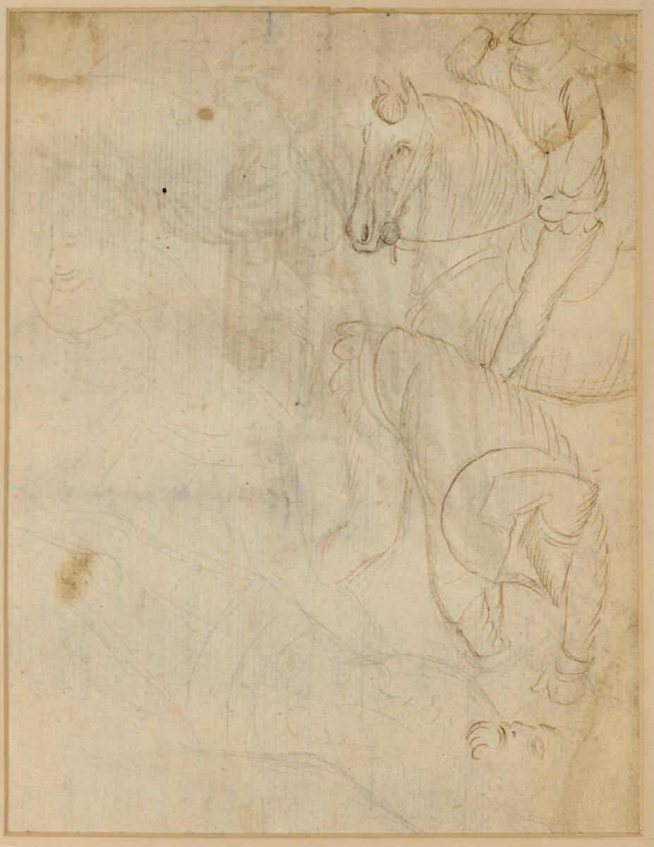 Stefano di Giovanni da Verona, Kampfszene mit Reiter und Enthaupteten, Inv. Nr.: 24016v