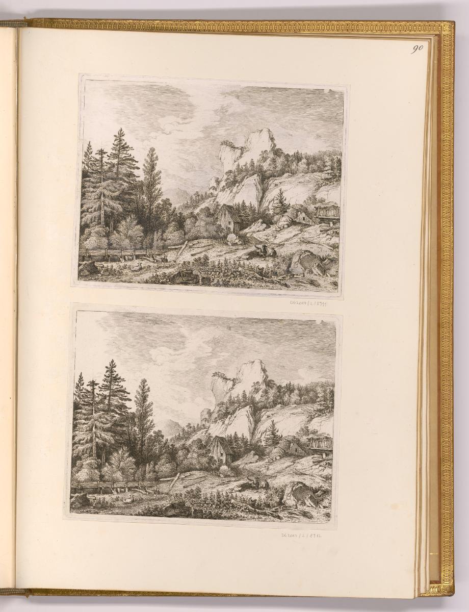 Radierungen von Carl Philipp Schallhas; Josef Abel und Franz Rechberger, Berglandschaften mit H…