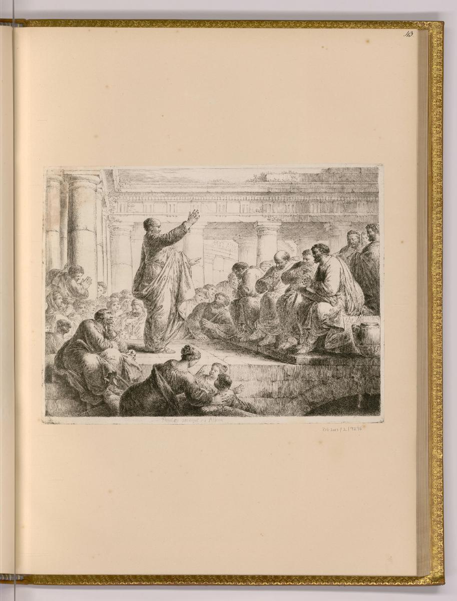 Radierungen von Bernhard Rode, Paulus predigt in Athen, Inv. Nr.: Deutsch nach Sektionen III/21…
