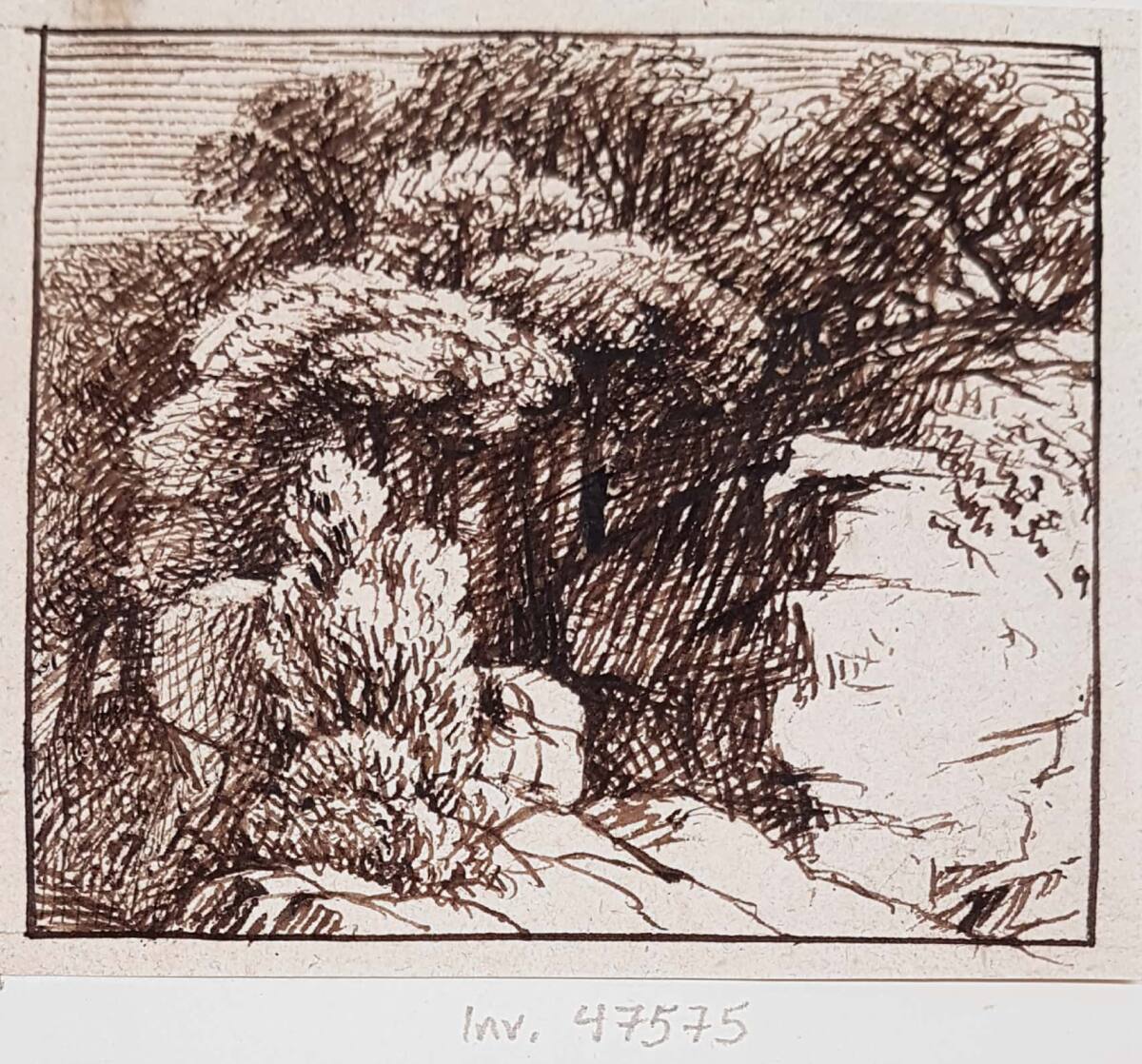 Landschaft mit Felsen und Bäumen