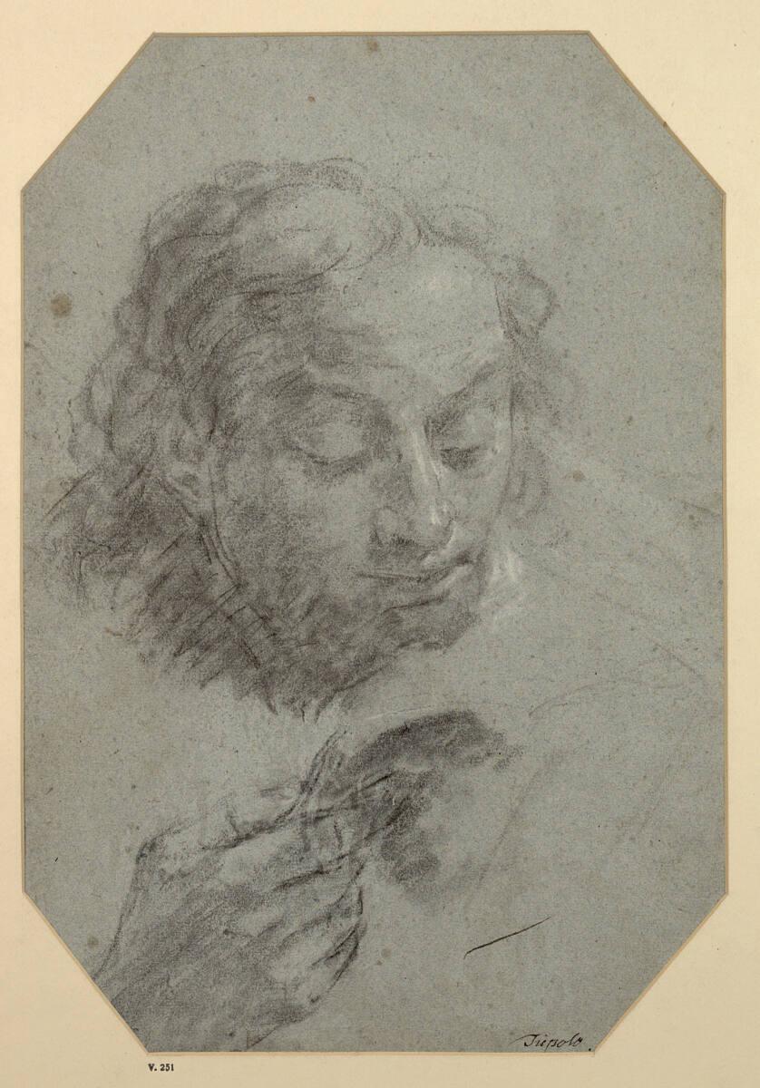 Giuseppe Angeli, Männliches Porträt mit der rechten Hand, den Blick auf diese Hand gerichtet, I…