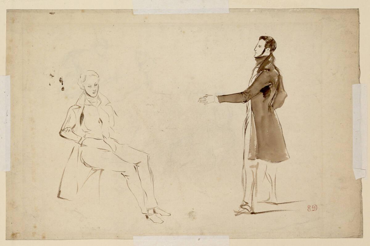 Eugène Delacroix, Studie eines stehenden und eines sitzenden Mannes, Inv. Nr.: 24089r