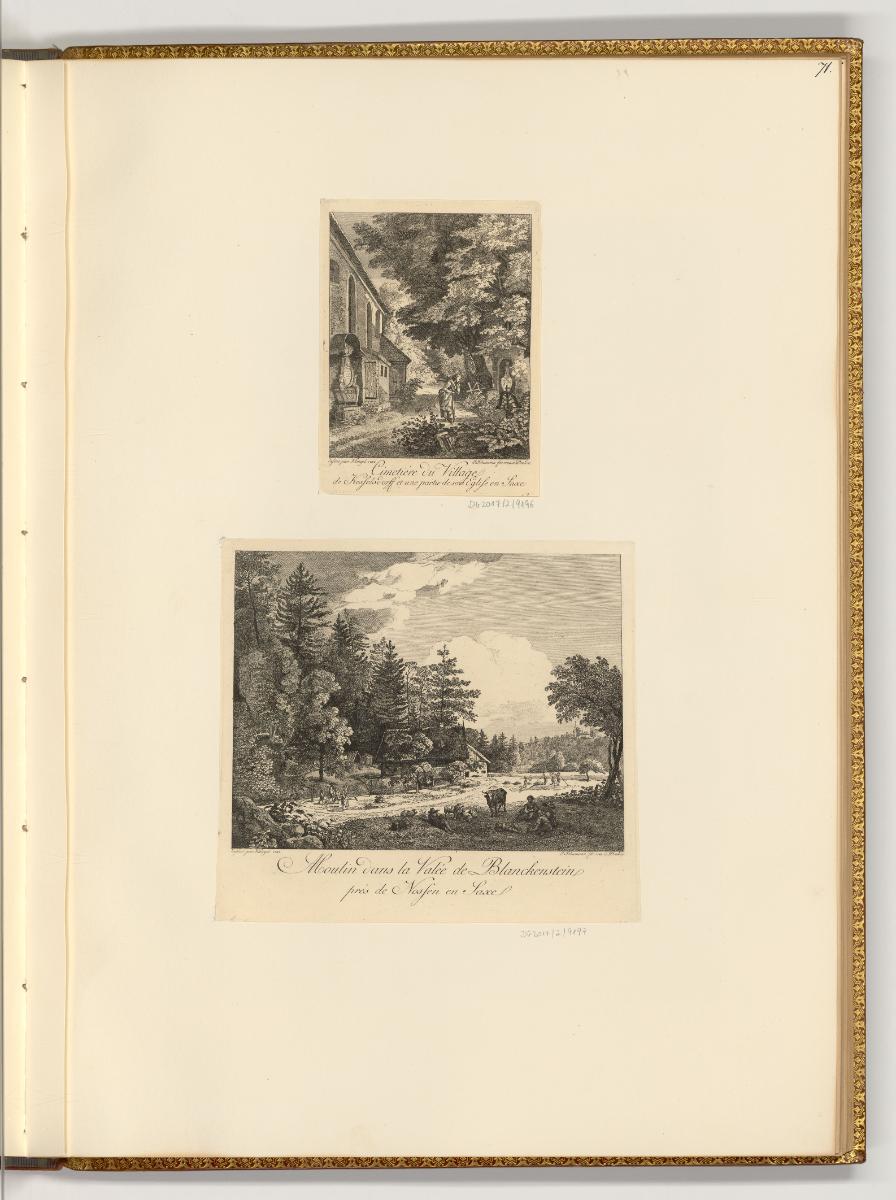 Deutsche Radierungen des 18. Jahrhunderts, Ein Landfriedhof; Moulin dans la Valée de Blankenste…