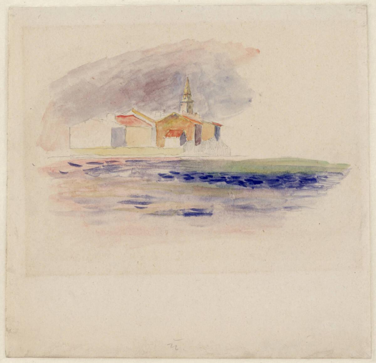 Pierre-Auguste Renoir, Blick vom Meer aus auf eine Küste mit Häusern und Kirche, Inv. Nr.: 2411…