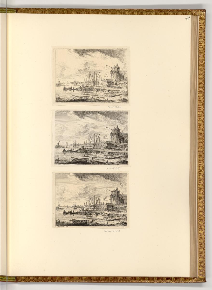 Radierungen von Franz Edmund Weirotter, Hafenlandschaft mit Burgruine, Inv. Nr.: Deutsch nach S…