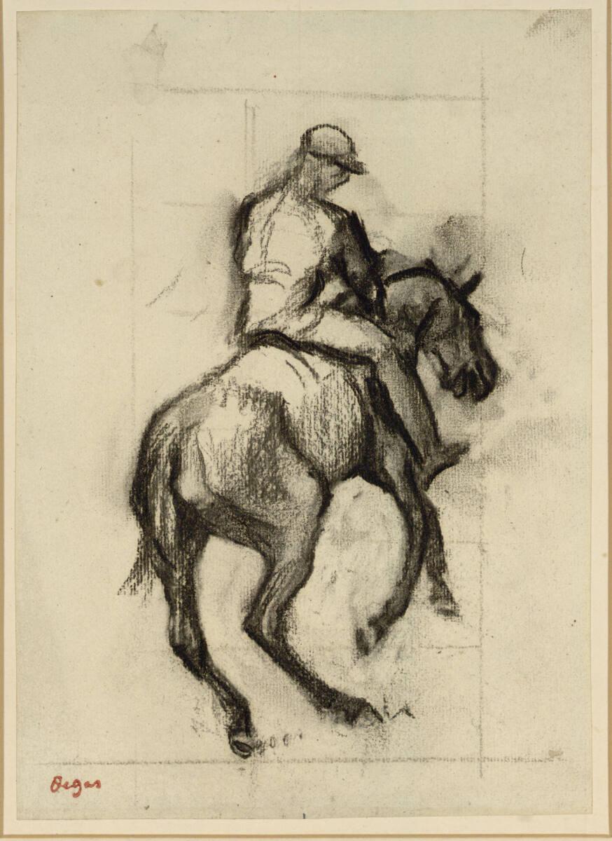 Edgar Degas, Jockey auf einem Pferd in Rückenansicht, Inv. Nr.: 24119
