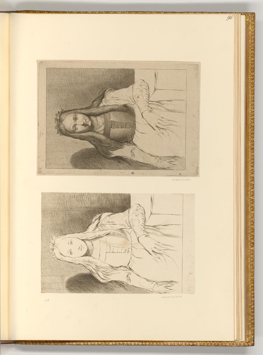 Druckgrafiken von Adam von Bartsch, Bildnis eines Mädchens mit langen Haaren und Lorbeerkranz i…