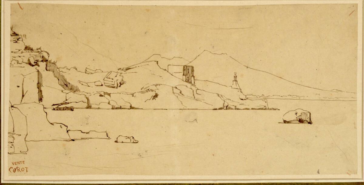 Jean-Baptiste Camille Corot, Im Golf von Neapel mit dem Vesuv im Hintergrund, Inv. Nr.: 24194
