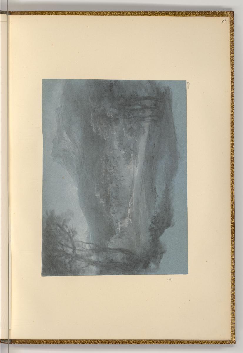 Zeichnungen von Martin von Molitor, Wasserfall, römische Ruine und hoher Berg, Inv. Nr.: Deutsc…