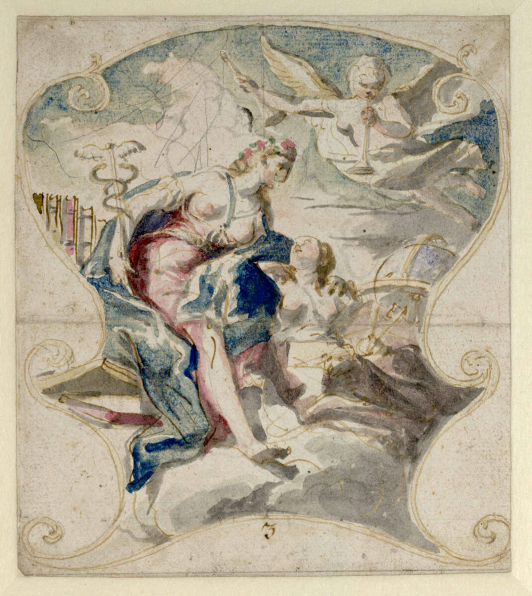 Allegorie des weltumspannenden Handels (Entwurf für ein Deckenbild?), Johann Michael Rottmayr