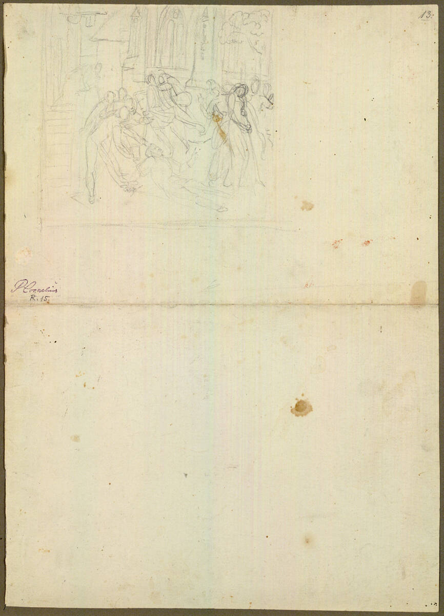 Entwurf zur Faustillustration: Valentins Tod, Peter von Cornelius, 1813–1815