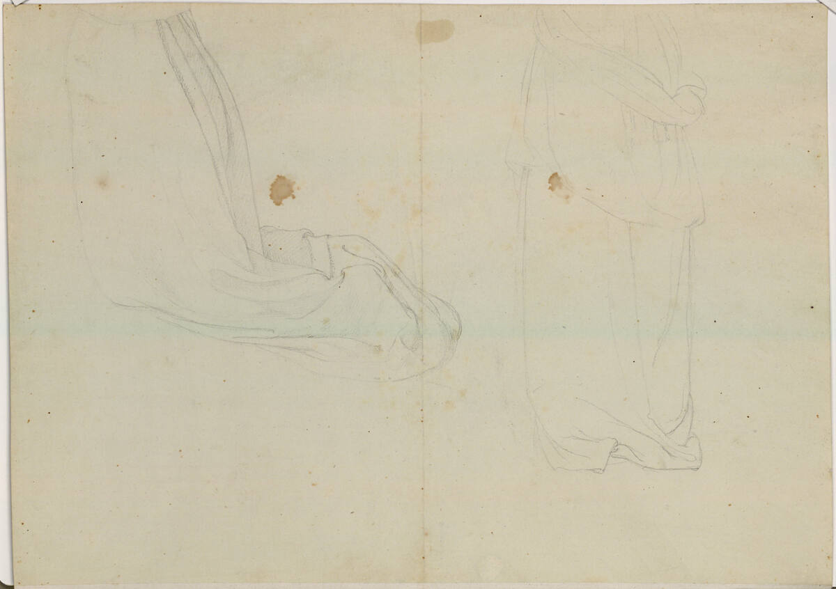 Zwei Gewandstudien nach einem weiblichen Modell zu dem Bild der Klugen und Törichten Jungfrauen (um 90° nach rechts gedreht), Peter von Cornelius, 1813–1815