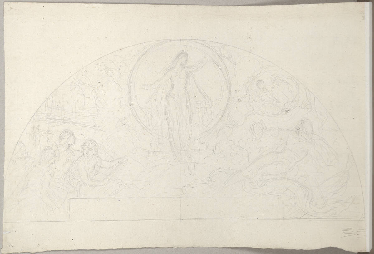 Entwurf zum Lünettenbild "Die Königin der Nacht" aus Mozarts "Zauberflöte" in den Loggien der Wiener Staatsoper, Moritz von Schwind