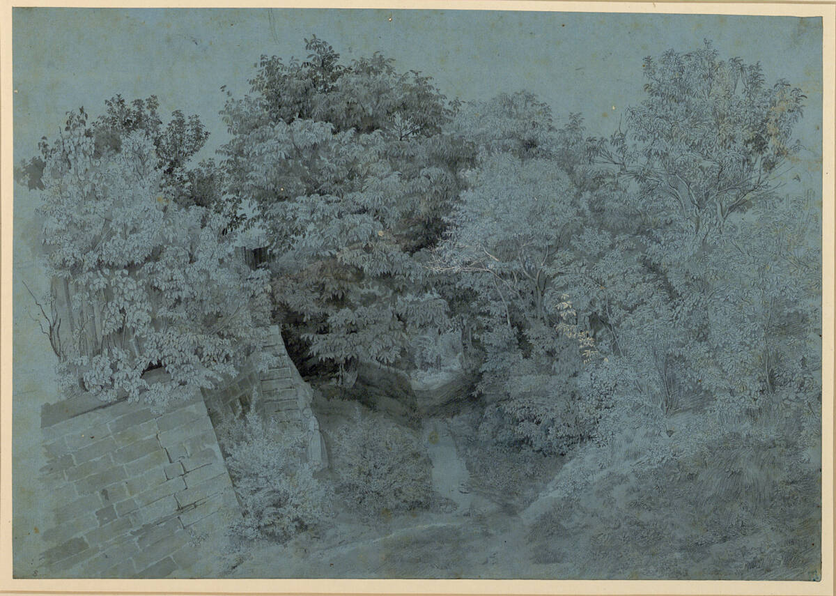 Nußbaumpartie aus Loschwitz (Ansicht des Hohlweges bei Ryßels Weinberg), August Heinrich, 1822