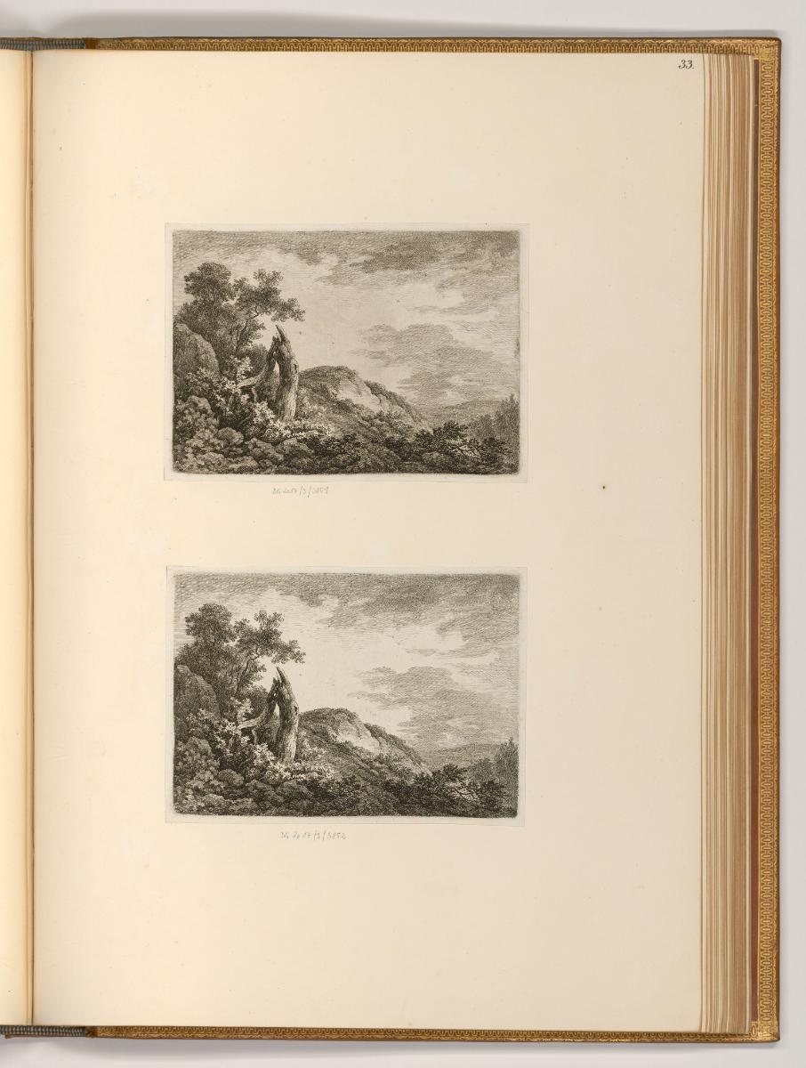 Radierungen von Francois Gabet, Landschaft mit Baumstumpf, Inv. Nr.: Deutsch nach Sektionen III…