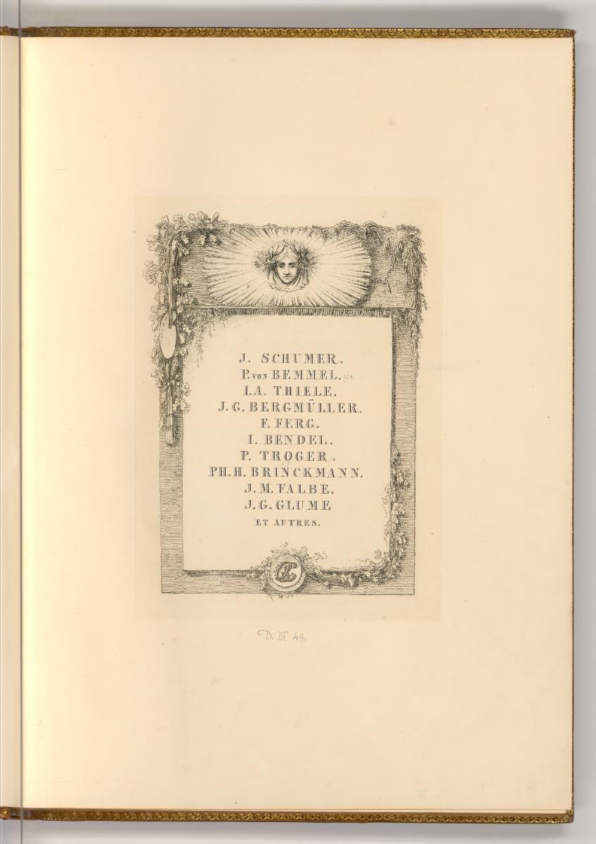 Deutsche Radierungen des 18. Jahrhunderts, J. Schumer; P. von Bemmel; I. A. Thiele; J. G. Bergm…