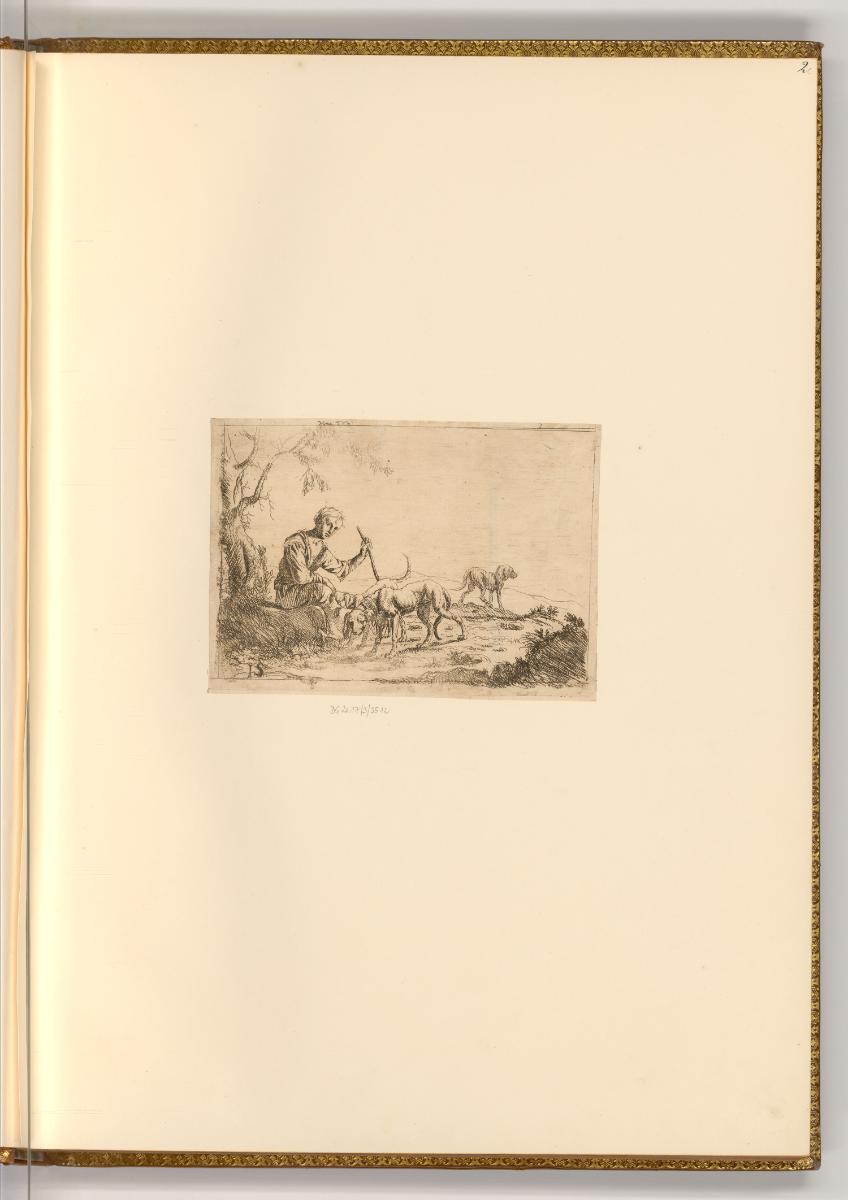 Deutsche Radierungen des 18. Jahrhunderts, Bei einem Baum sitzender Mann mit Hunden, Inv. Nr.: …