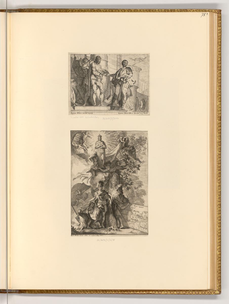 Deutsche Radierungen des 18. Jahrhunderts, Ecce Homo; Allegorie zu Klostergründung mit heiliger…