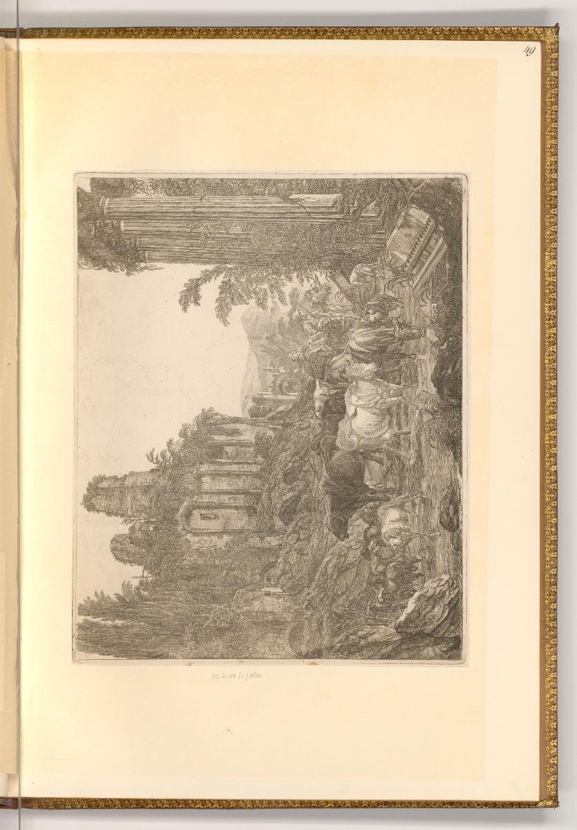 Deutsche Druckgrafiken des späten 18. und 19. Jahrhunderts, Landschaft mit Tempelruine und Hirt…