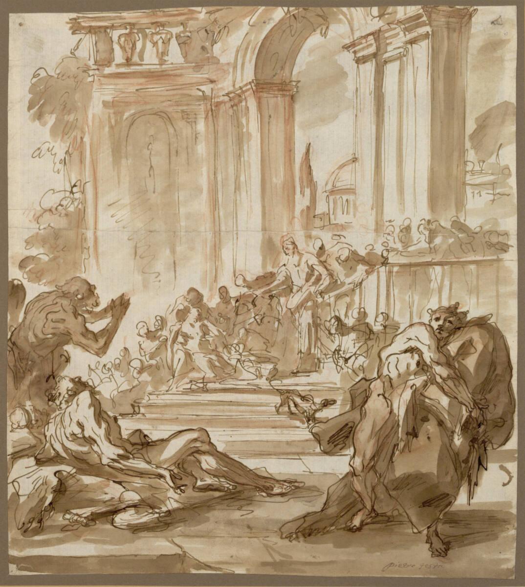 Gasparo  Diziani, Krankenheilung unter einem Portico, Inv. Nr.: 24345