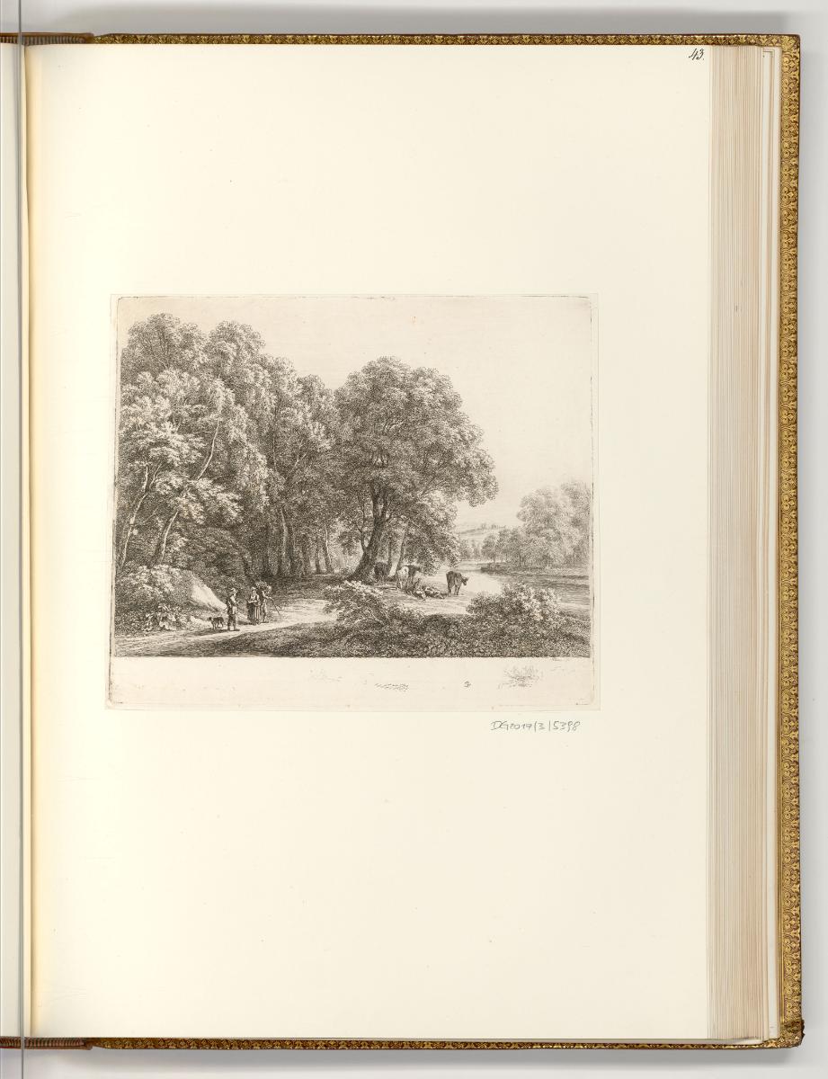 Österreichische Druckgrafiken des 19. Jahrhunderts, Baumgruppe am Wasser, Inv. Nr.: Deutsch nac…