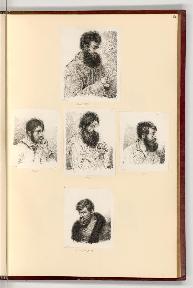Radierungen von Ludwig Emil Grimm und Georg Christian Wilder, Männerbildnisse (Bruststück), Inv…