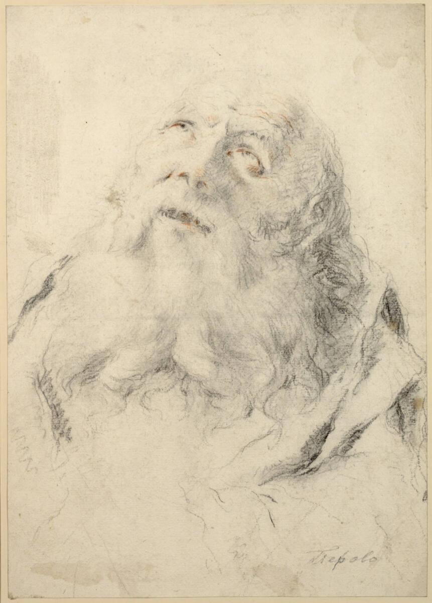 Lorenzo Baldissera Tiepolo, Aufblickendes Greisenhaupt, Inv. Nr.: 24372