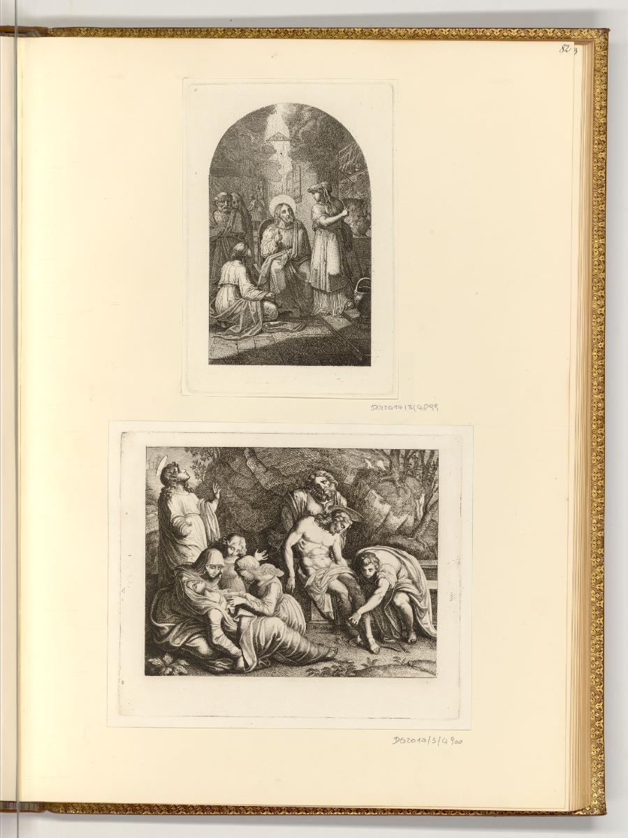 Deutsche Druckgrafiken des späten 18. und 19. Jahrhunderts, Die Grablegung; Jesus bei Martha, I…