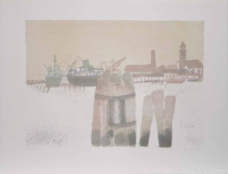 Rudolf Hradil, RUDOLF HRADIL - VENEDIG - SIEBEN FARBLITHOGRAPHIEN: I. Piloten, Inv. Nr.: DG2017…