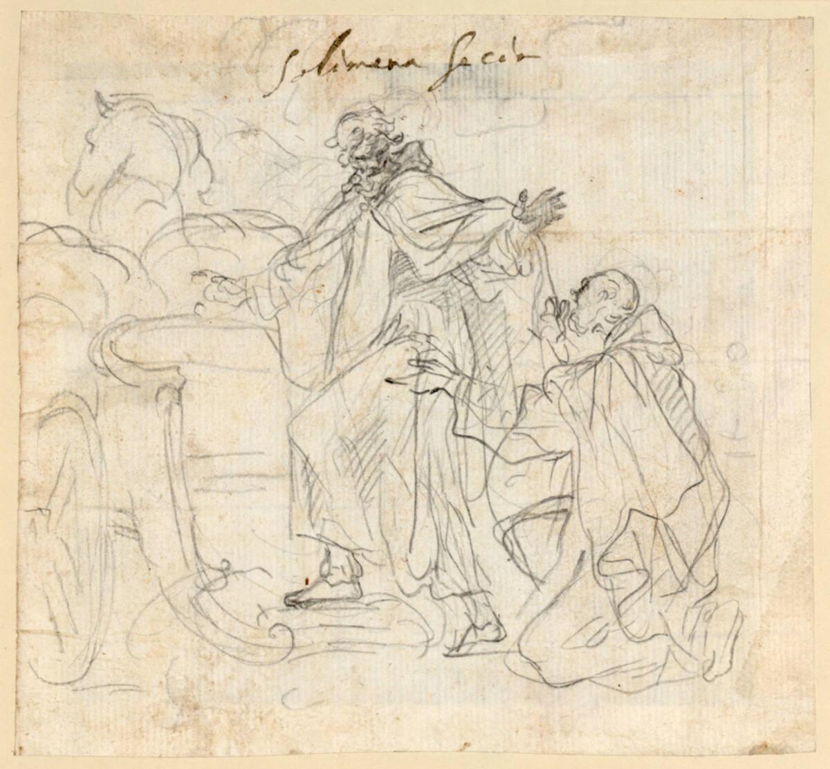 Francesco Solimena, gen. L'Abate Ciccio, Unidentifizierte Szene. Ein Bärtiger, der im Begriff i…