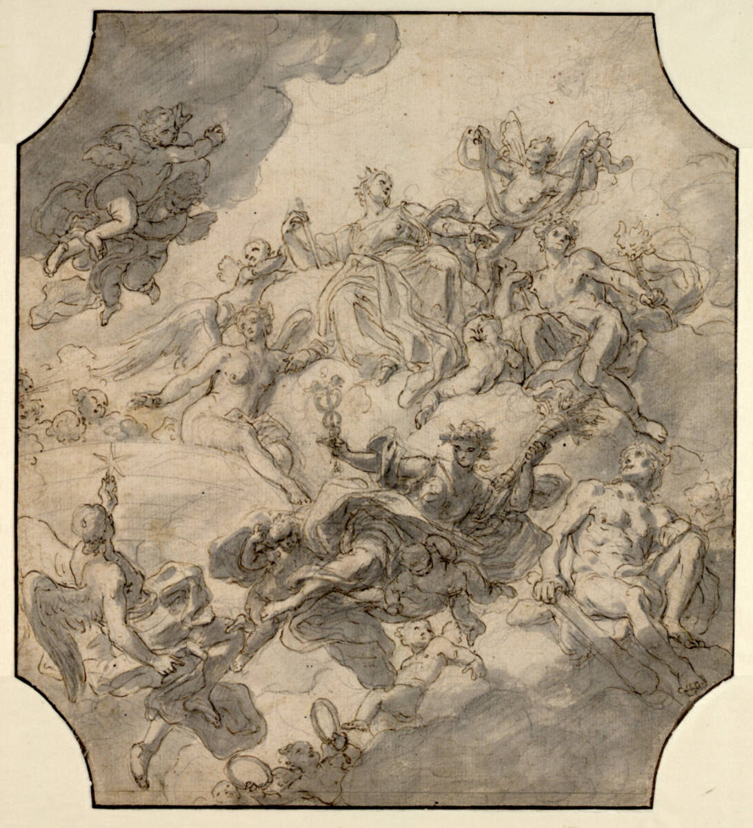 Hochzeitsallegorie mit Hymenaios, Herkules und den ehelichen Tugenden, Francesco Solimena