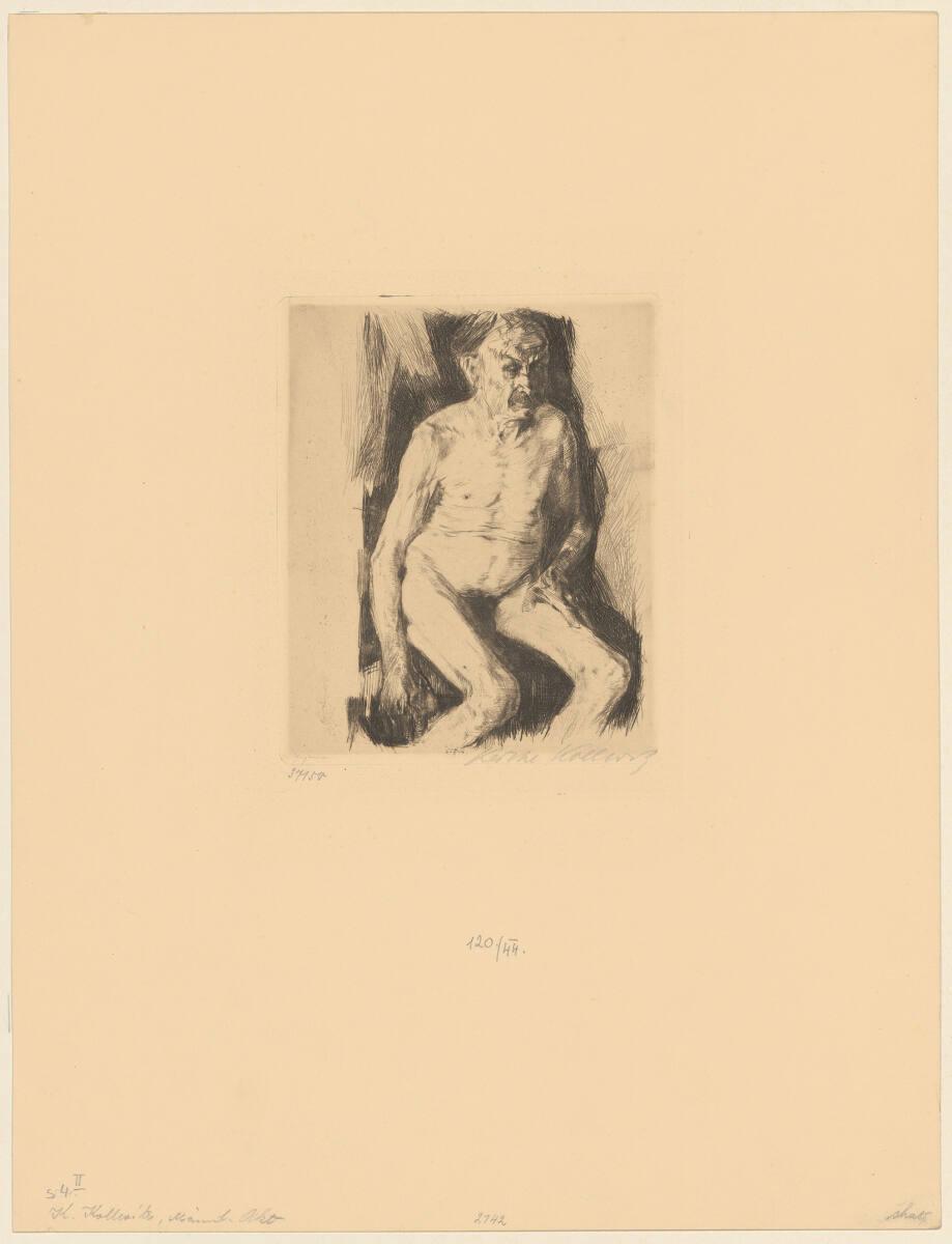 Käthe Kollwitz, Sitzender männlicher Akt, Inv. Nr.: DG1944/120
