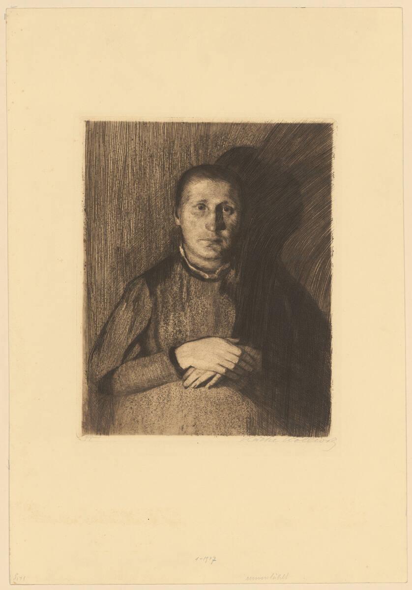 Käthe Kollwitz, Frau mit übereinandergelegten Händen, Inv. Nr.: DG1947/1